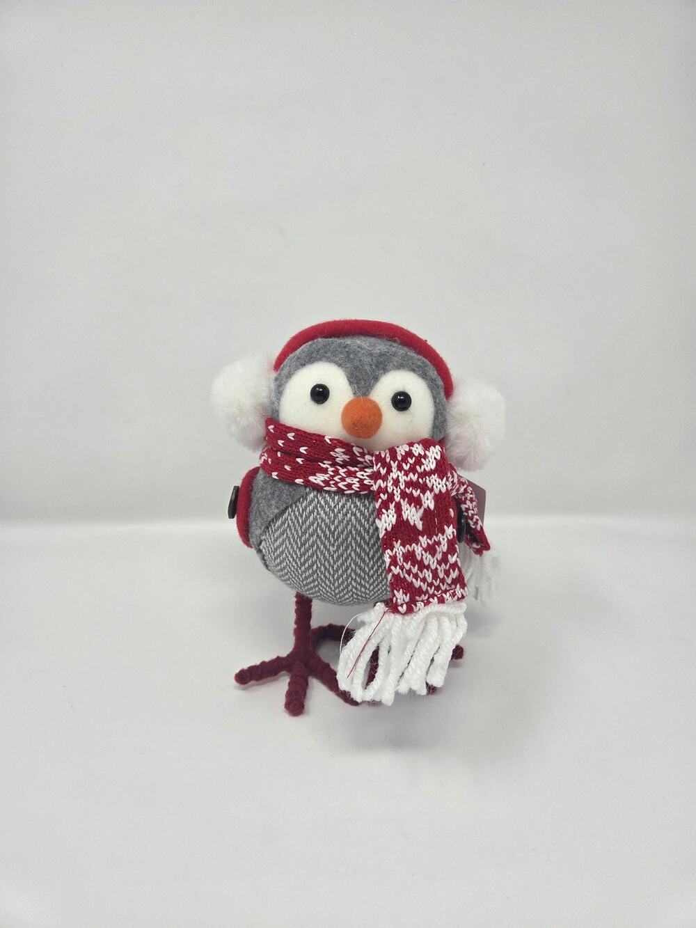 Gray Red White Christmas Winter Snowflake Felt Bird